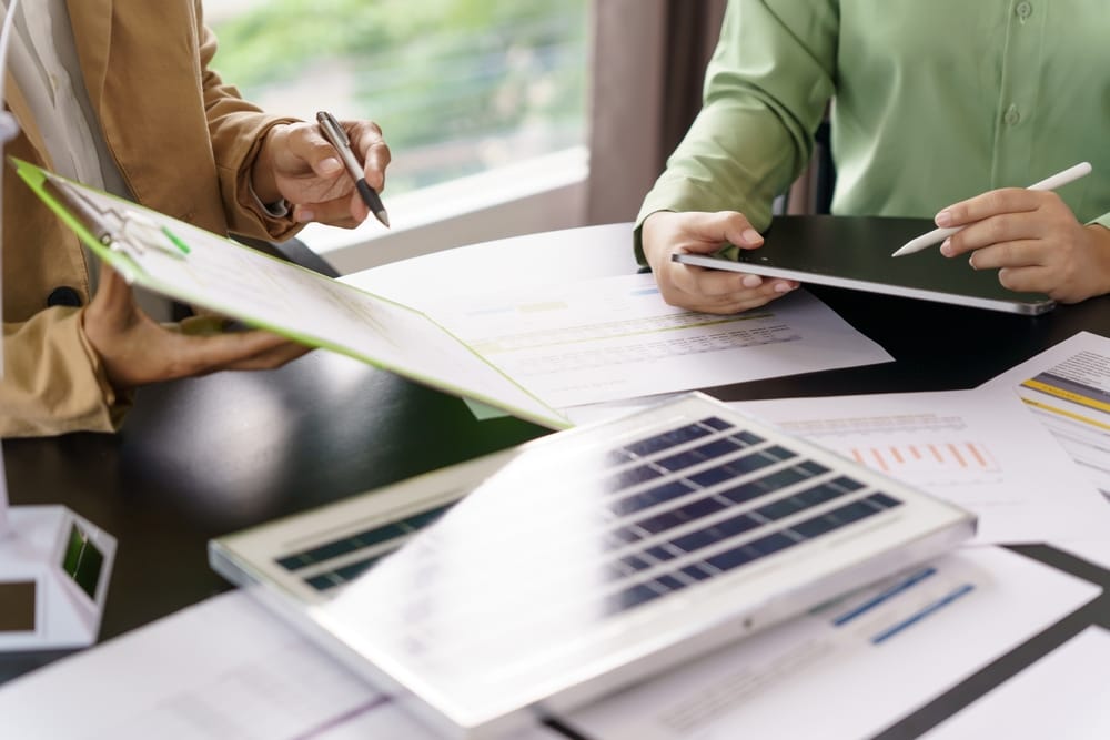 Solar,Panels,Green,Energy,Business,People,Working,In,Green,Eco